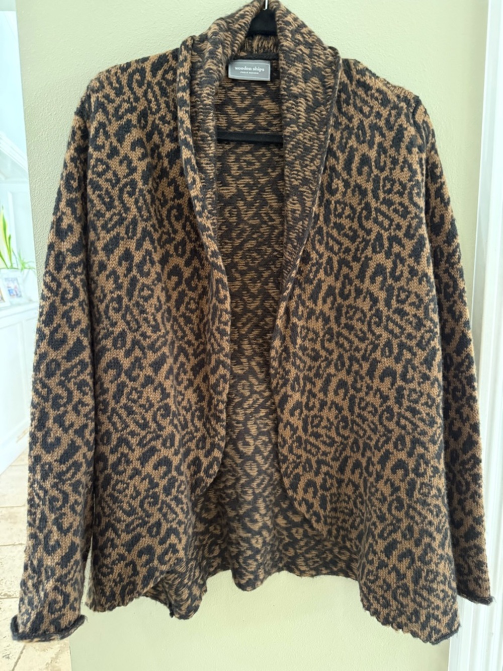 Wooden Ships Leopard Print Open Cardigan - Brown & Black